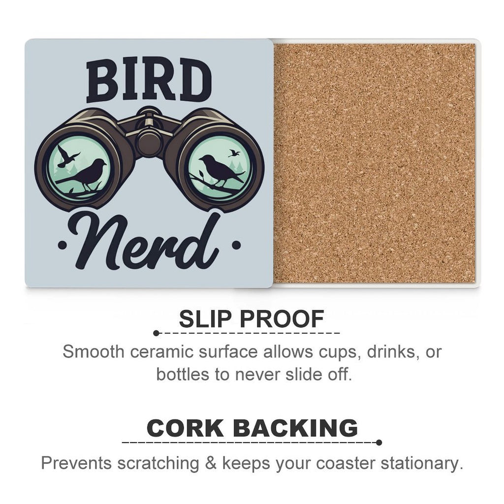 Bird Nerd - Ceramic Coasters (Square) Ceramic Coasters animal Printed Offshore