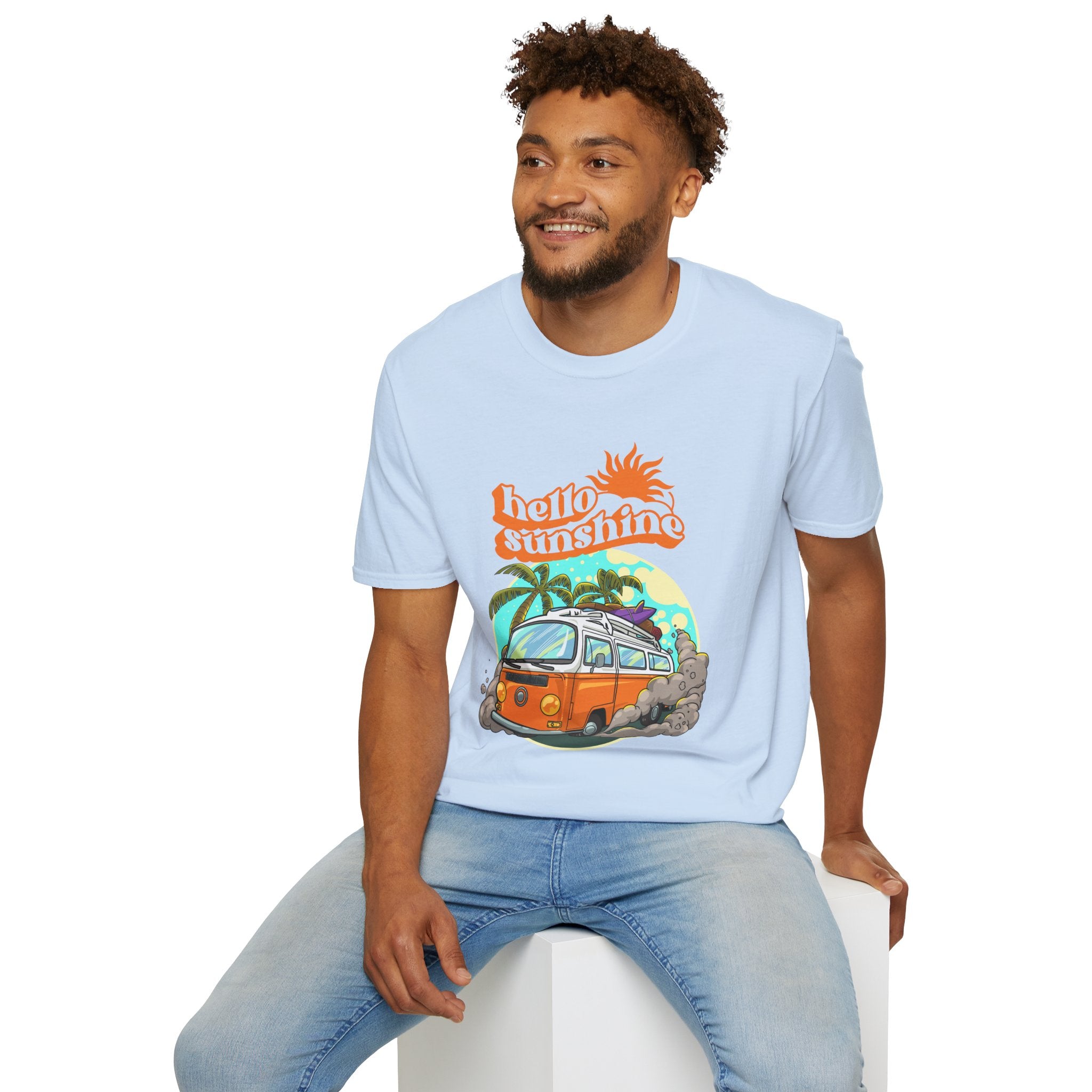 Hello Sunshine, Beach Van - Unisex Softstyle T-Shirt