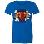 Super Mum - Womens T-shirt Bright Royal Womens T-shirt comic Mum Printed In Australia
