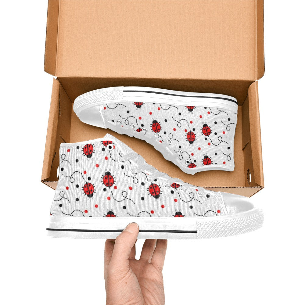 Ladybugs On The Move - Kids High Top Canvas Shoes