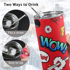Comic Book Red - 20oz Tall Skinny Tumbler with Lid and Straw