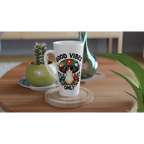 Personalised Good Vibes Only, Hippie Mushroom With Sunglasses White Latte 17oz Ceramic Mug Personalised Latte Mug Globally Fulfilled Positivity