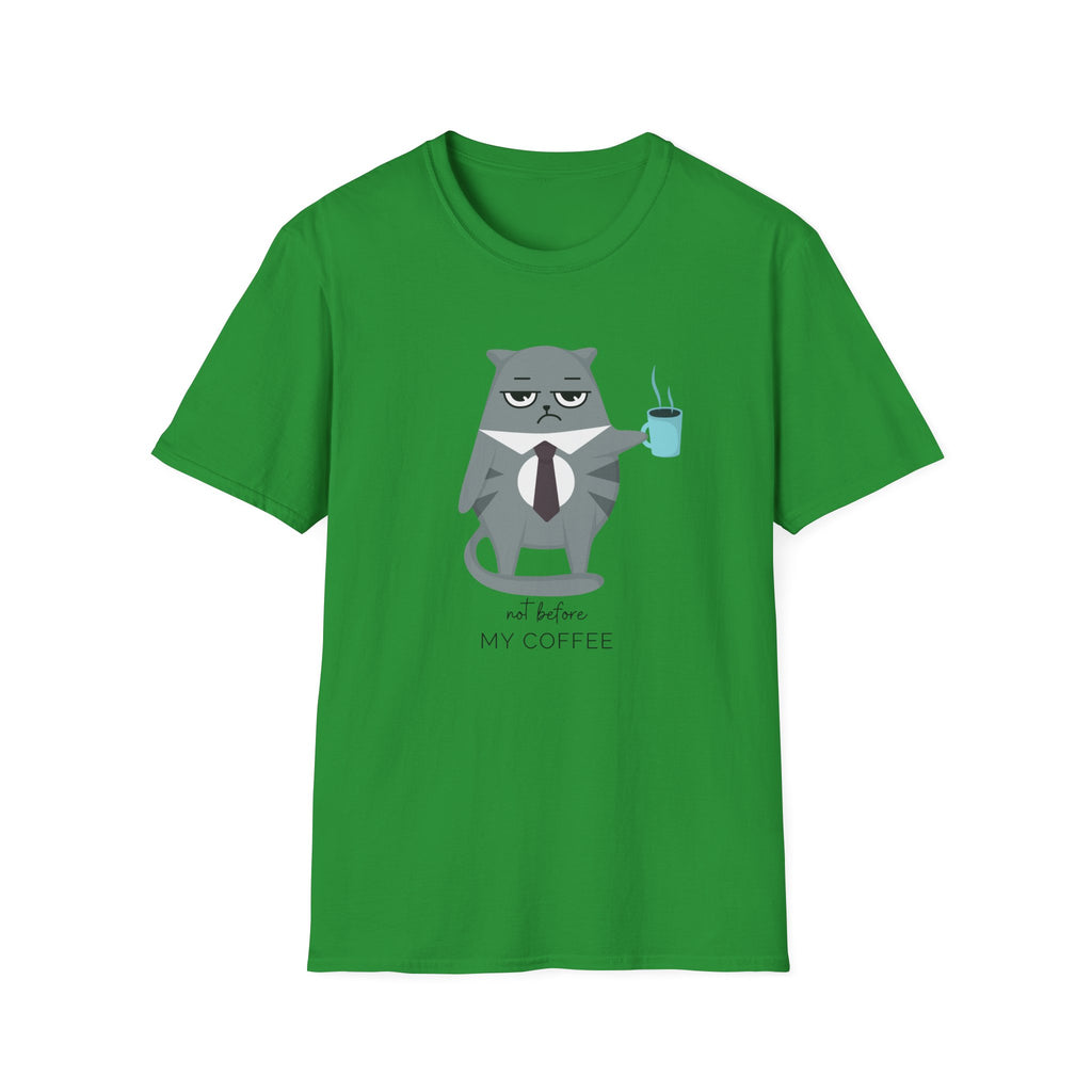 Not Before My Coffee, Cat - Unisex Softstyle T-Shirt