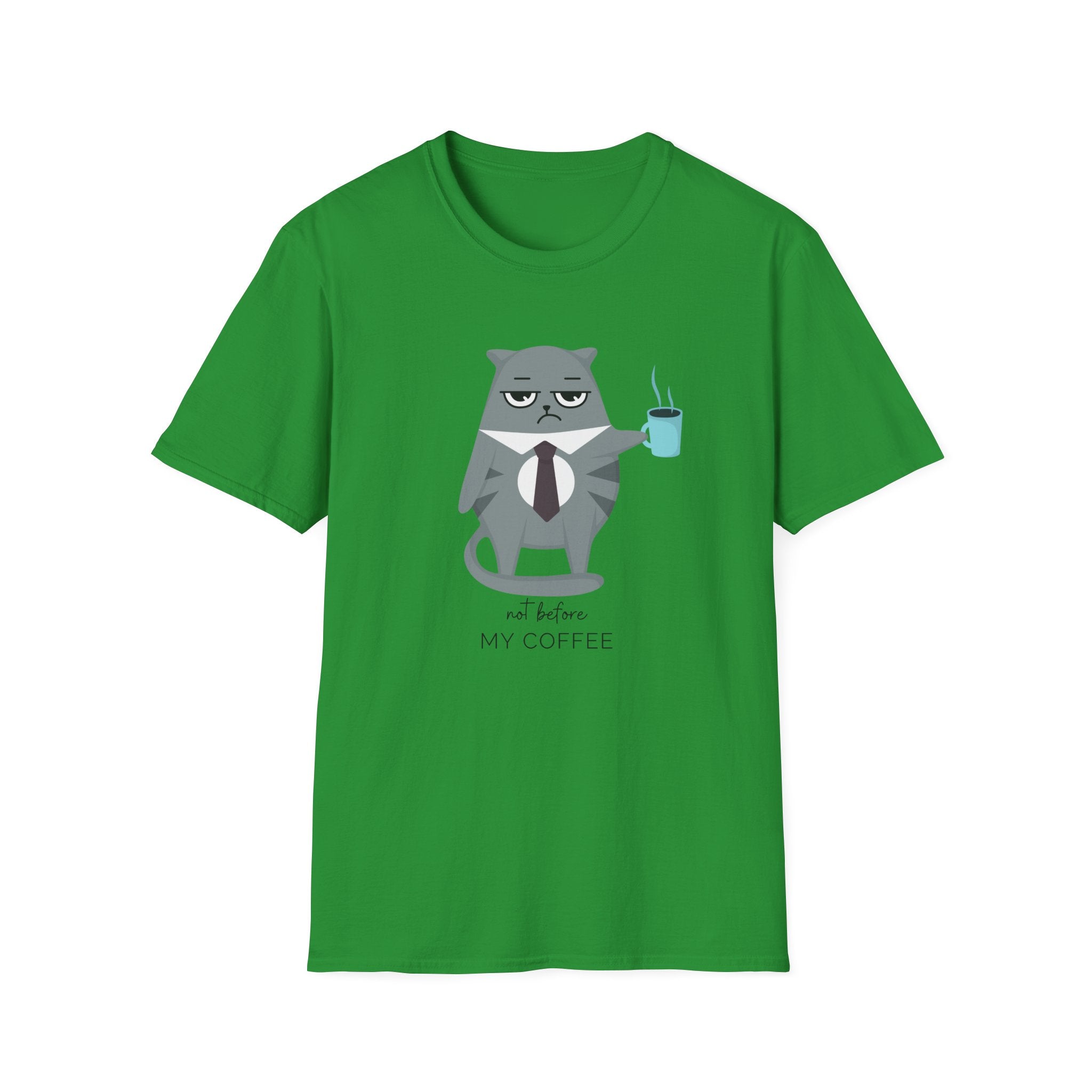 Not Before My Coffee, Cat - Unisex Softstyle T-Shirt