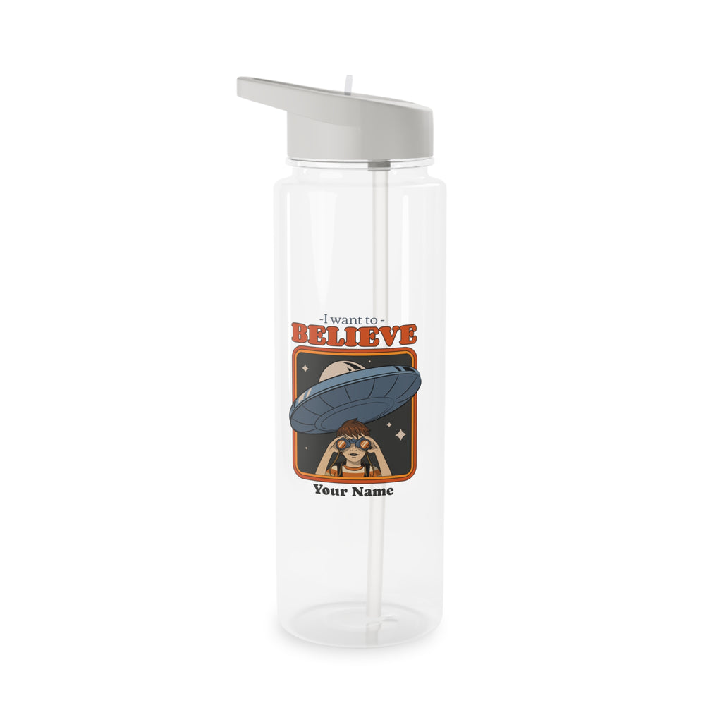 Personalised - UFO, I Want To Believe - Clear Tritan Water Bottle
