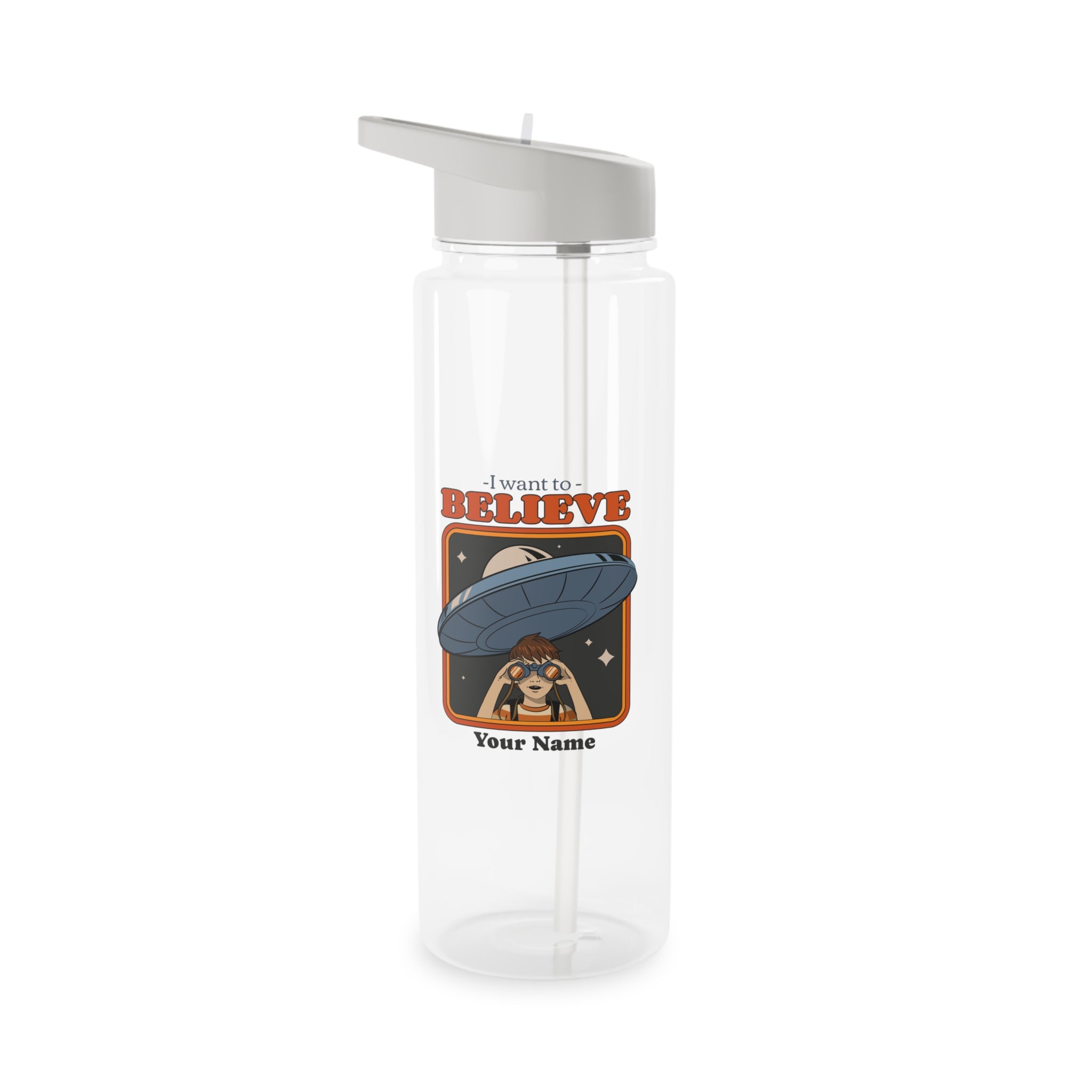 Personalised - UFO, I Want To Believe - Clear Tritan Water Bottle
