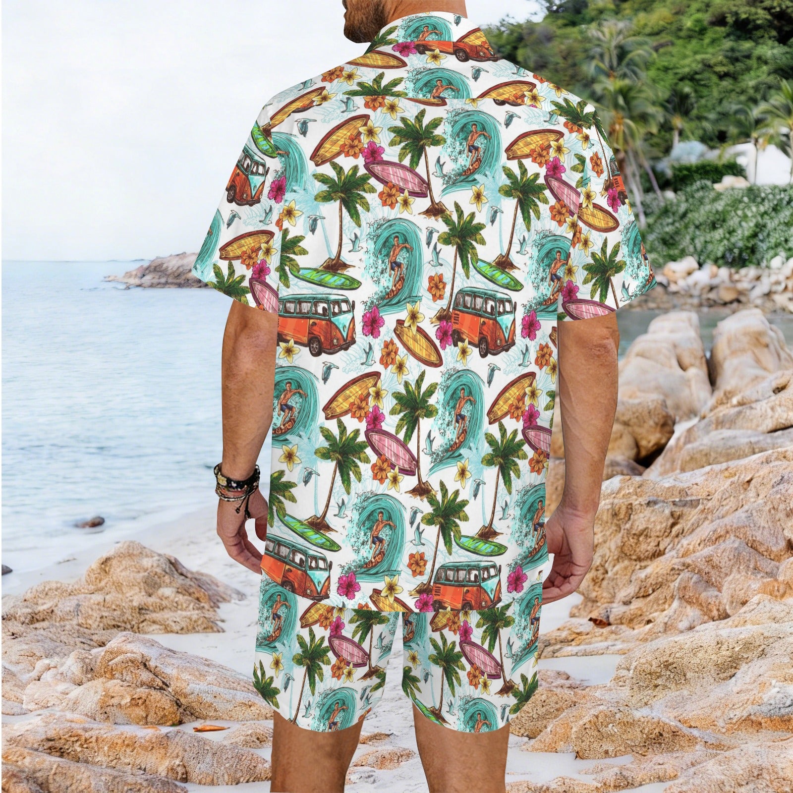 Surfing Safari Men's Hawaiian Shirt & Shorts Set