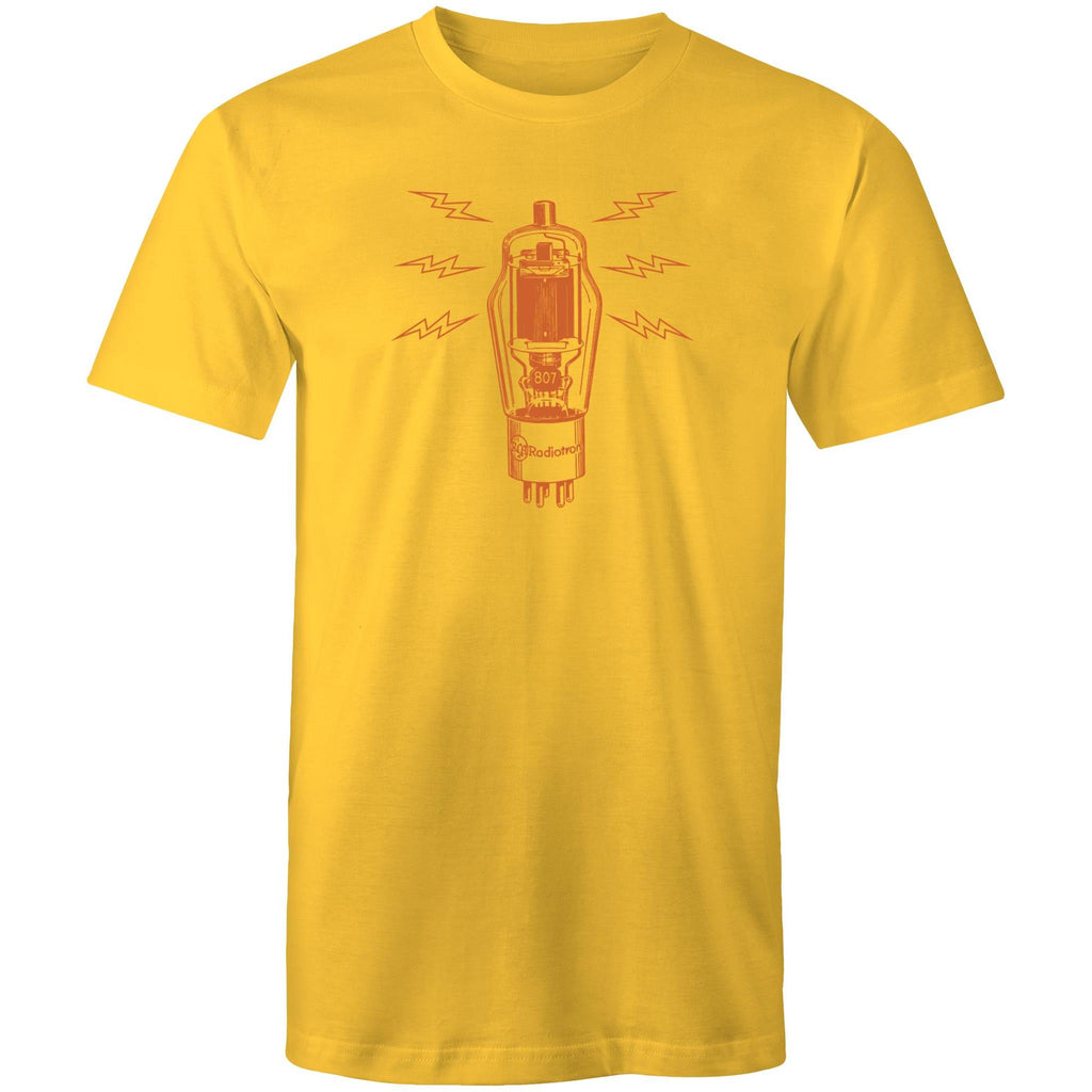 Vintage Tube Valve, Guitar Amp Vacuum Tube - Mens T-Shirt Yellow Mens T-shirt Music Printed In Australia