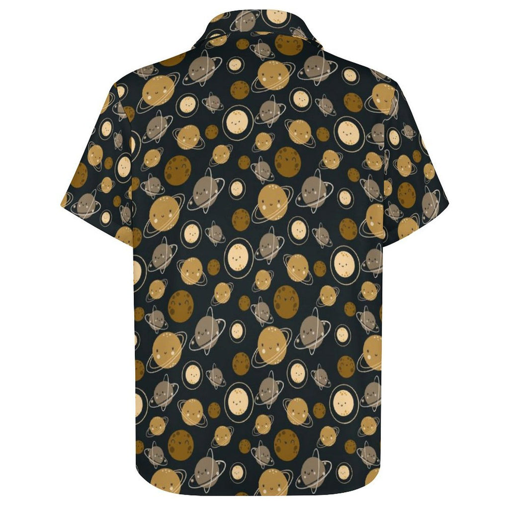 Planets Women's Collared Pocketless Short Sleeve Shirt
