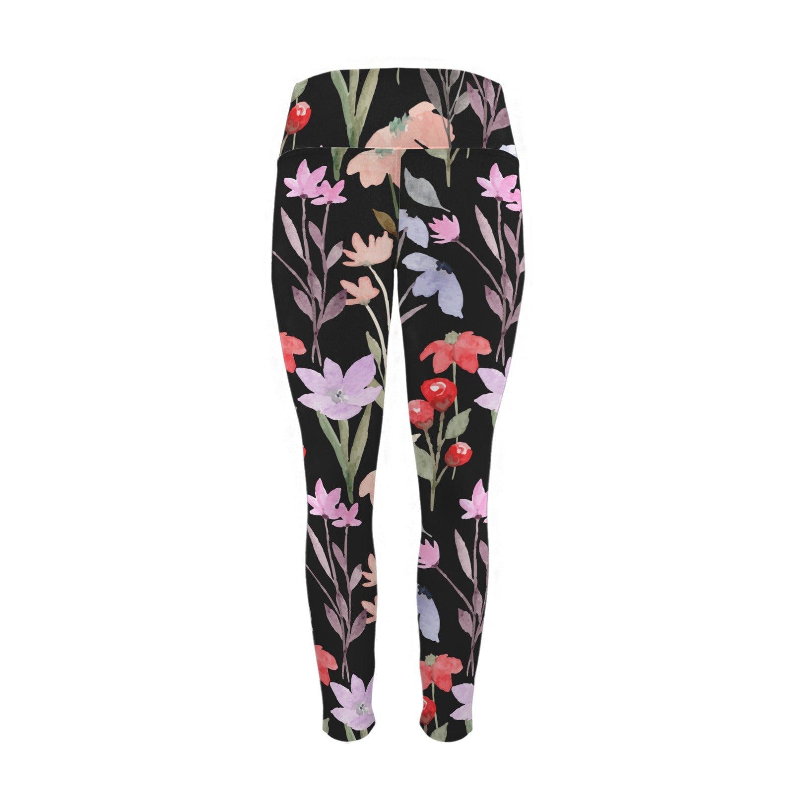 Floral Watercolour - Women's High Waist Pockets Yoga Leggings