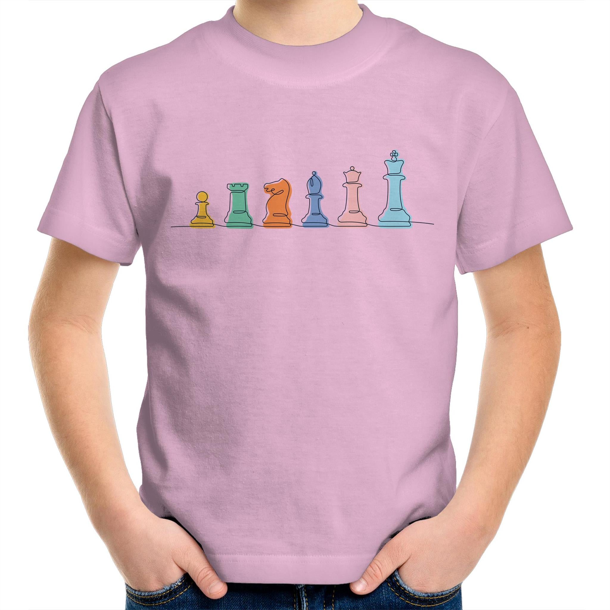 Chess - Kids Youth T-Shirt Pink Kids Youth T-shirt Chess Printed In Australia