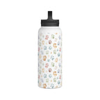 Paw Print Stainless Steel Water Bottle, Handle Lid Stainless Steel Water Bottle With Handle Lid animal Globally Fulfilled