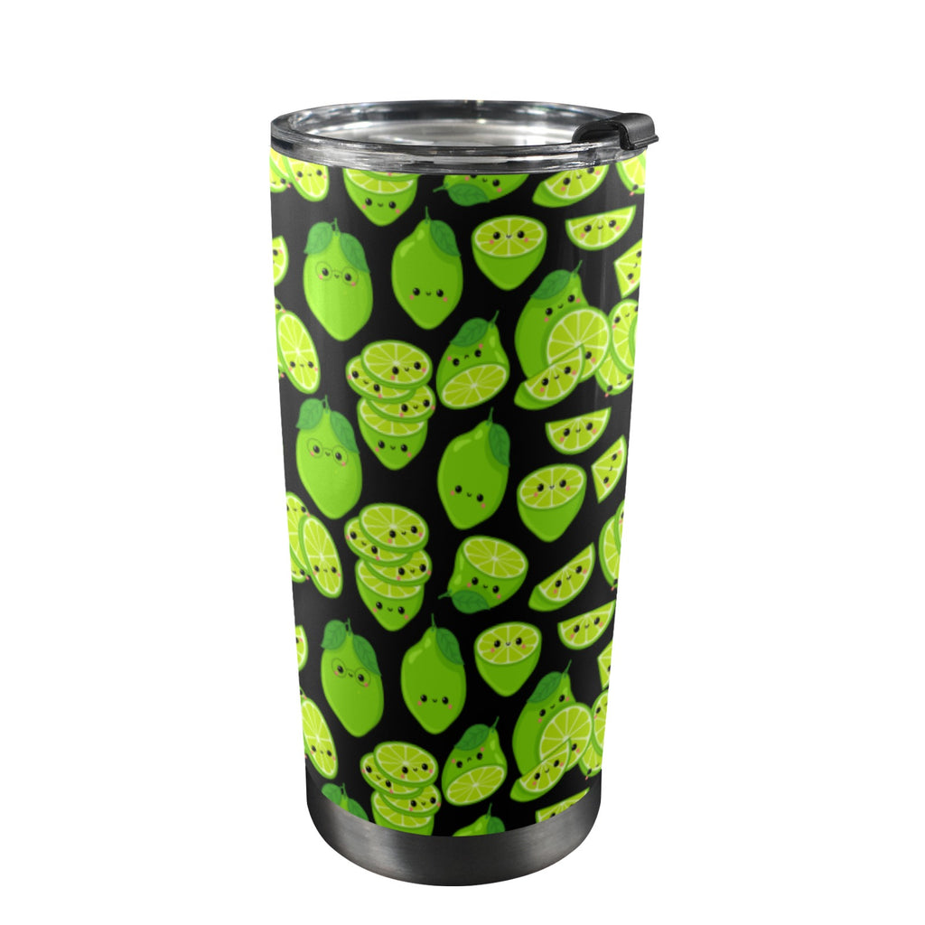 Cute Limes - 20oz Mobile Tumbler with Lid (Black Lock) One Size 20oz Travel Mug Food Printed Offshore