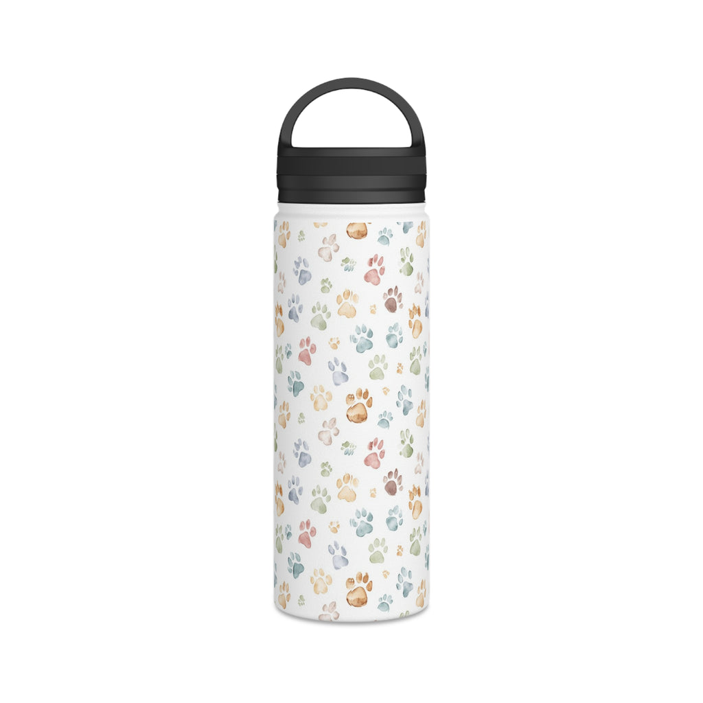 Paw Print Stainless Steel Water Bottle, Handle Lid Stainless Steel Water Bottle With Handle Lid animal Globally Fulfilled