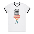 Read Books, Change The World Men's AS Colour Ringer Tee White Black Ringer T-Shirt Printed In Australia Reading