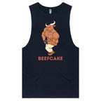 Beefcake - Tank Top Tee Navy Drop Arm Tank Top Fitness Printed In Australia