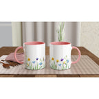 Spring Flowers - White 11oz Ceramic Mug with Colour Inside Colour 11oz Mug Globally Fulfilled Plants