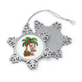 Tropical Koala Under Palm Tree Pewter Snowflake Christmas Ornament