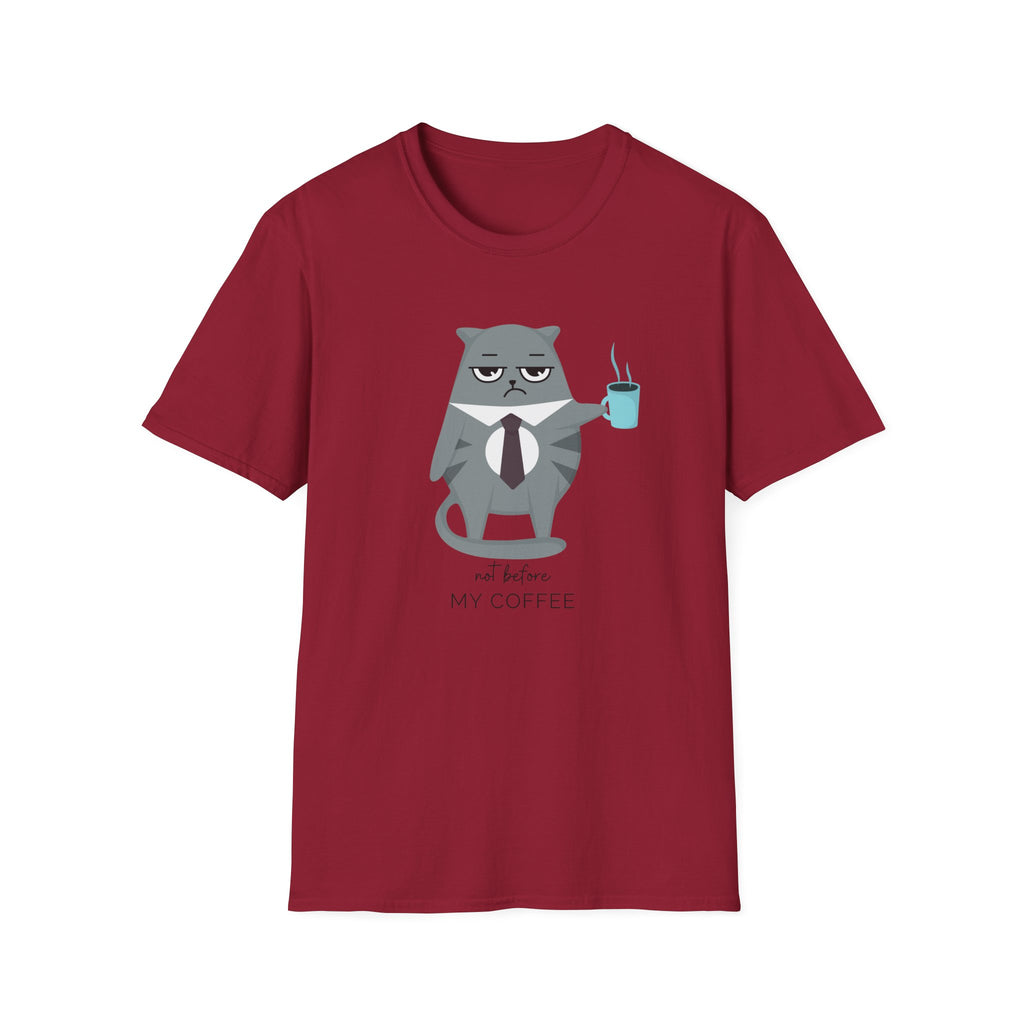 Not Before My Coffee, Cat - Unisex Softstyle T-Shirt