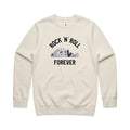 Rock And Roll Forever AS Colour Stencil Crew Sweatshirt Unisex Ecru Sweatshirt Music Printed In Australia
