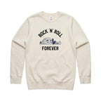Rock And Roll Forever - AS Colour Stencil Crew Ecru Sweatshirt Music Printed In Australia