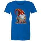 Christmas Gnome Wrapped In Lights - Womens T-shirt Bright Royal Womens Christmas T-shirt Christmas Printed In Australia