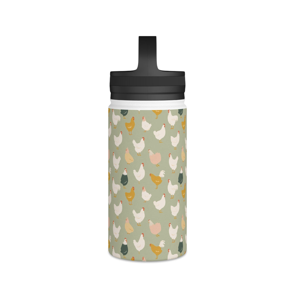 Chicken Life Stainless Steel Water Bottle, Handle Lid Stainless Steel Water Bottle With Handle Lid animal Globally Fulfilled