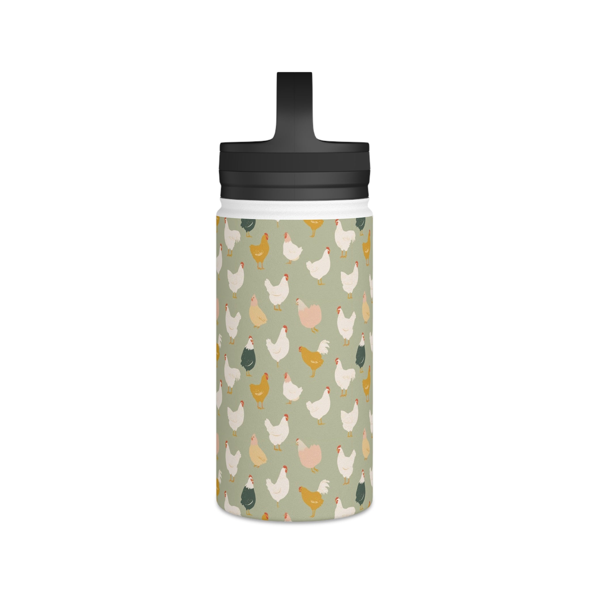 Chicken Life Stainless Steel Water Bottle, Handle Lid Stainless Steel Water Bottle With Handle Lid animal Globally Fulfilled