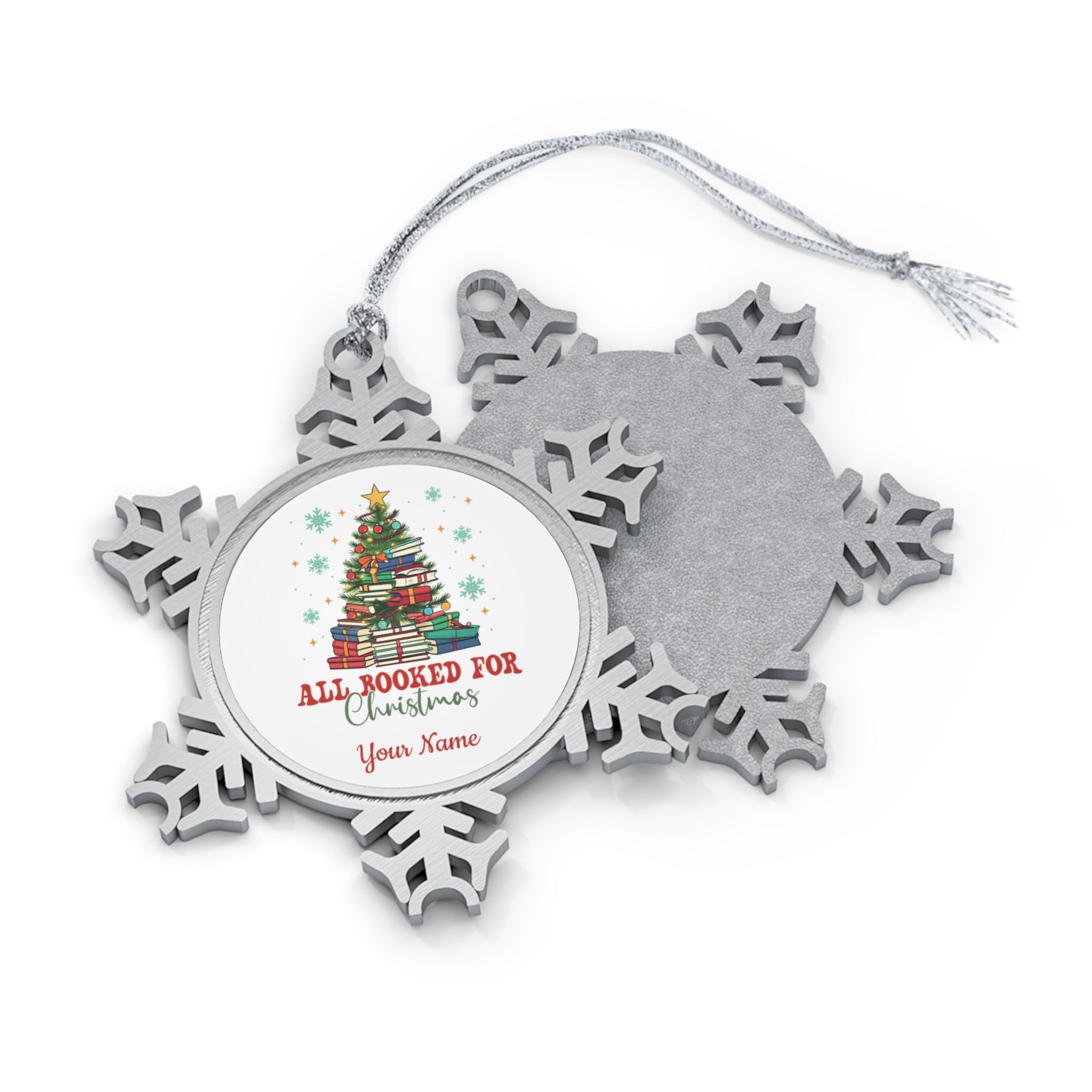Personalised - All Booked For Christmas - Christmas Pewter Snowflake Ornament