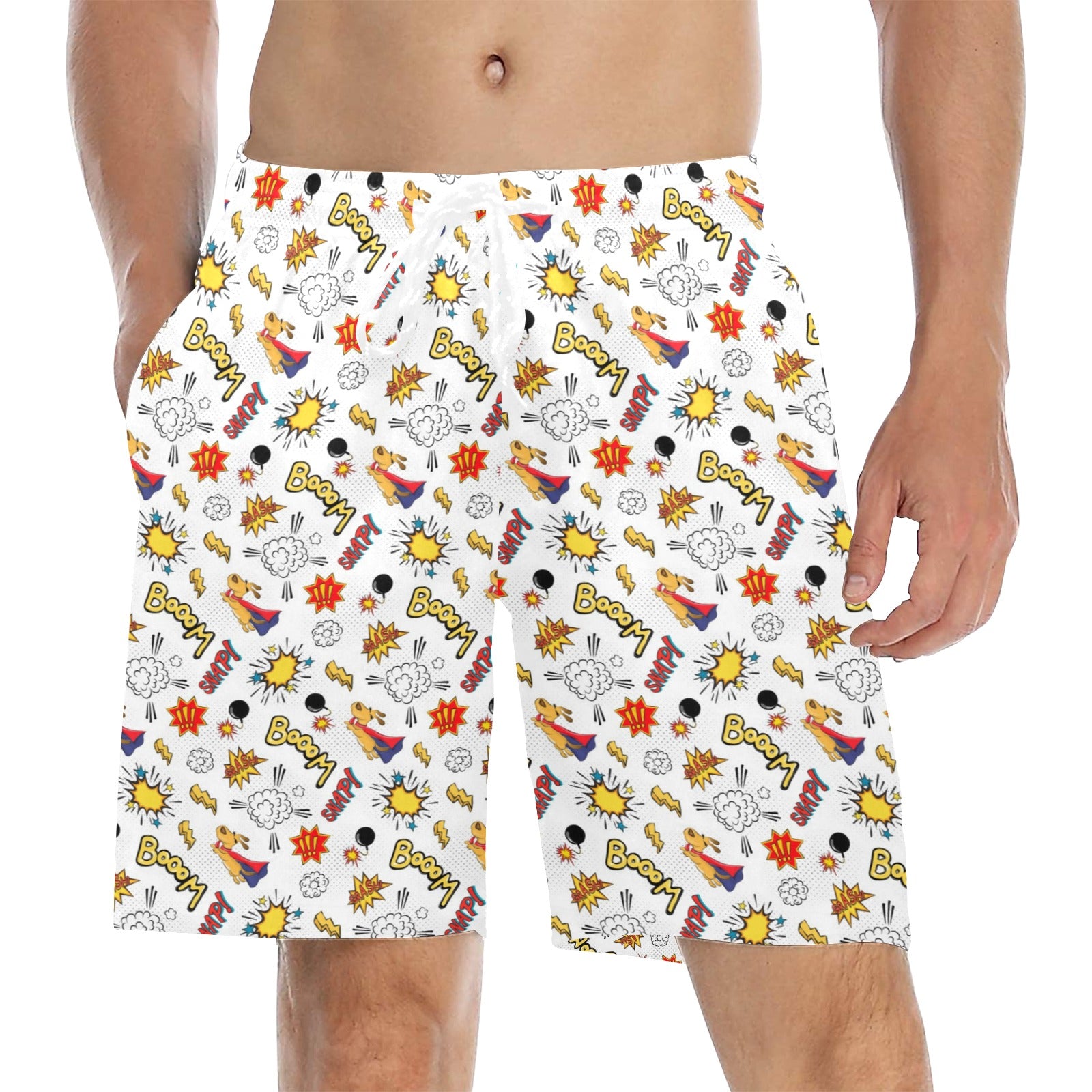 Super Dog - Men's Mid-Length Beach Shorts 5XL Men's Mid-Length Beach Shorts animal comic Printed Offshore