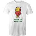 Music On, Worries Off Men's AS Colour T-Shirt White Mens T-shirt Music Printed In Australia