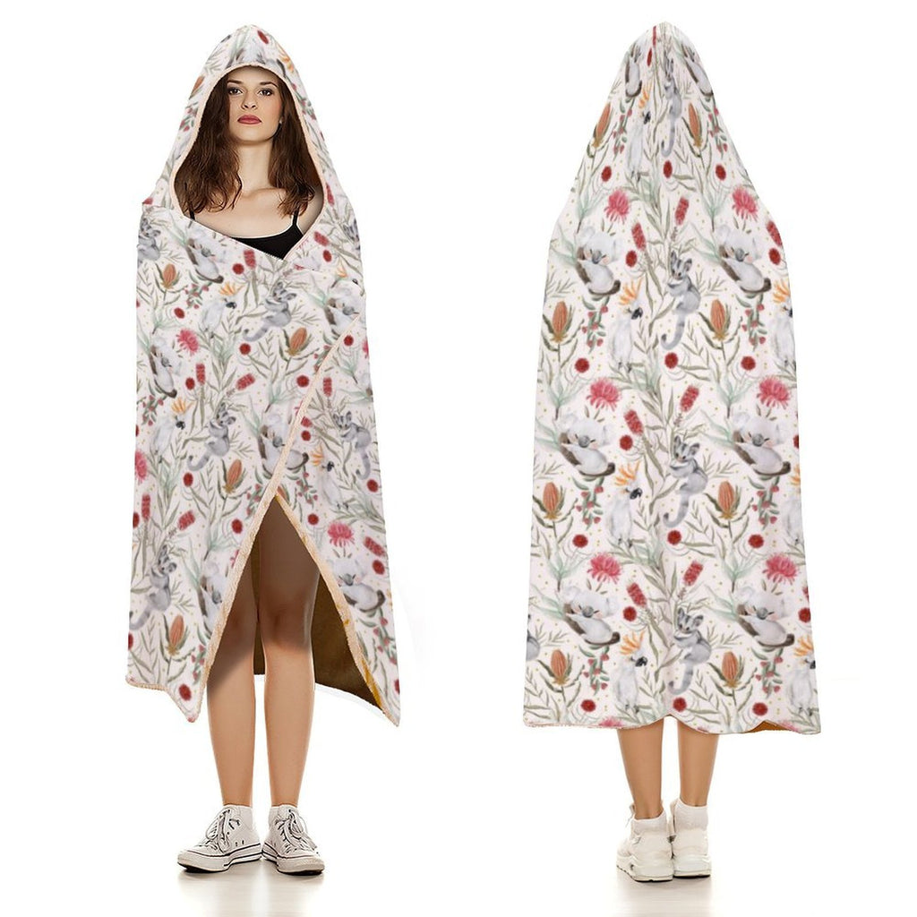 Australian Plants And Animals Kids Hooded Blanket 100cm x 130cm