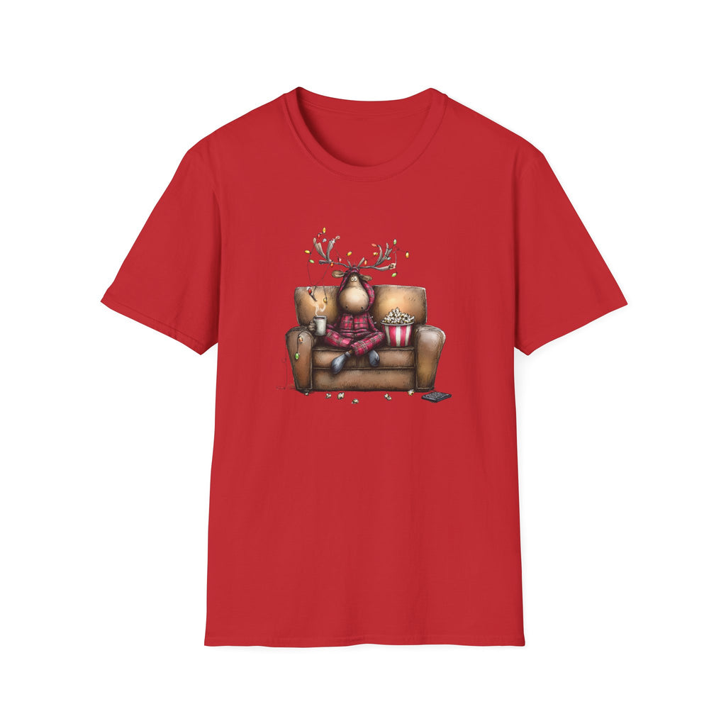 Reindeer, Christmas Movie Watching Shirt - Unisex Softstyle T-Shirt