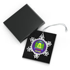 Personalised - Merry Christmas Earthlings, UFO - Christmas Pewter Snowflake Ornament