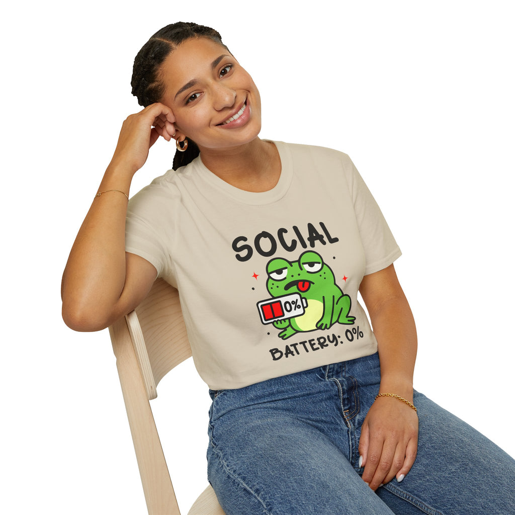 Frog, Social Battery - Unisex Softstyle T-Shirt
