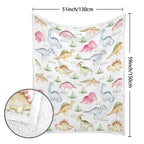 Dinosaur Garden - Double-Layer Fleece Blanket 51"x59"