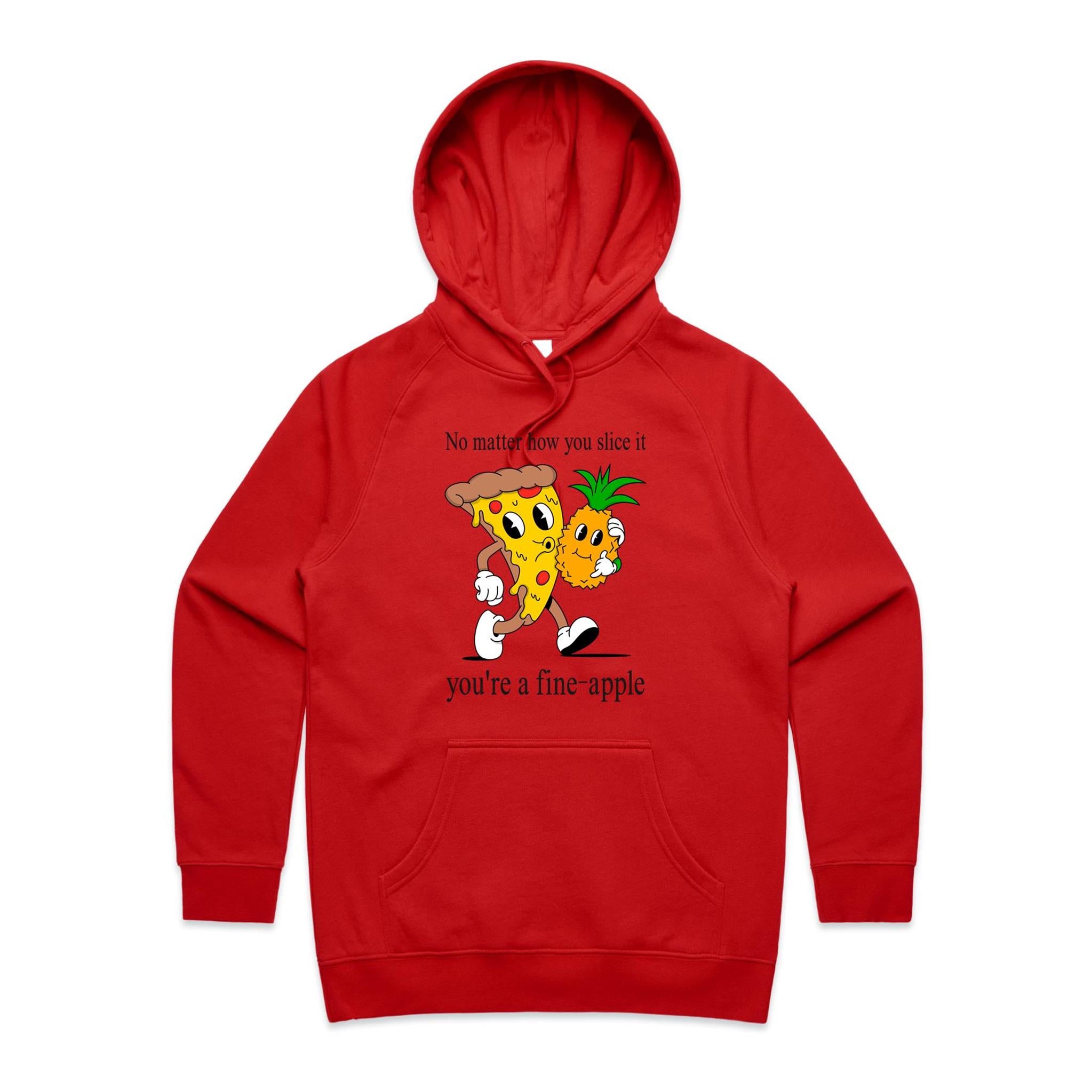 Pineapple Pizza - Womens Hoodie Red Womens 2XL Womens Hoodie Food Printed In Australia
