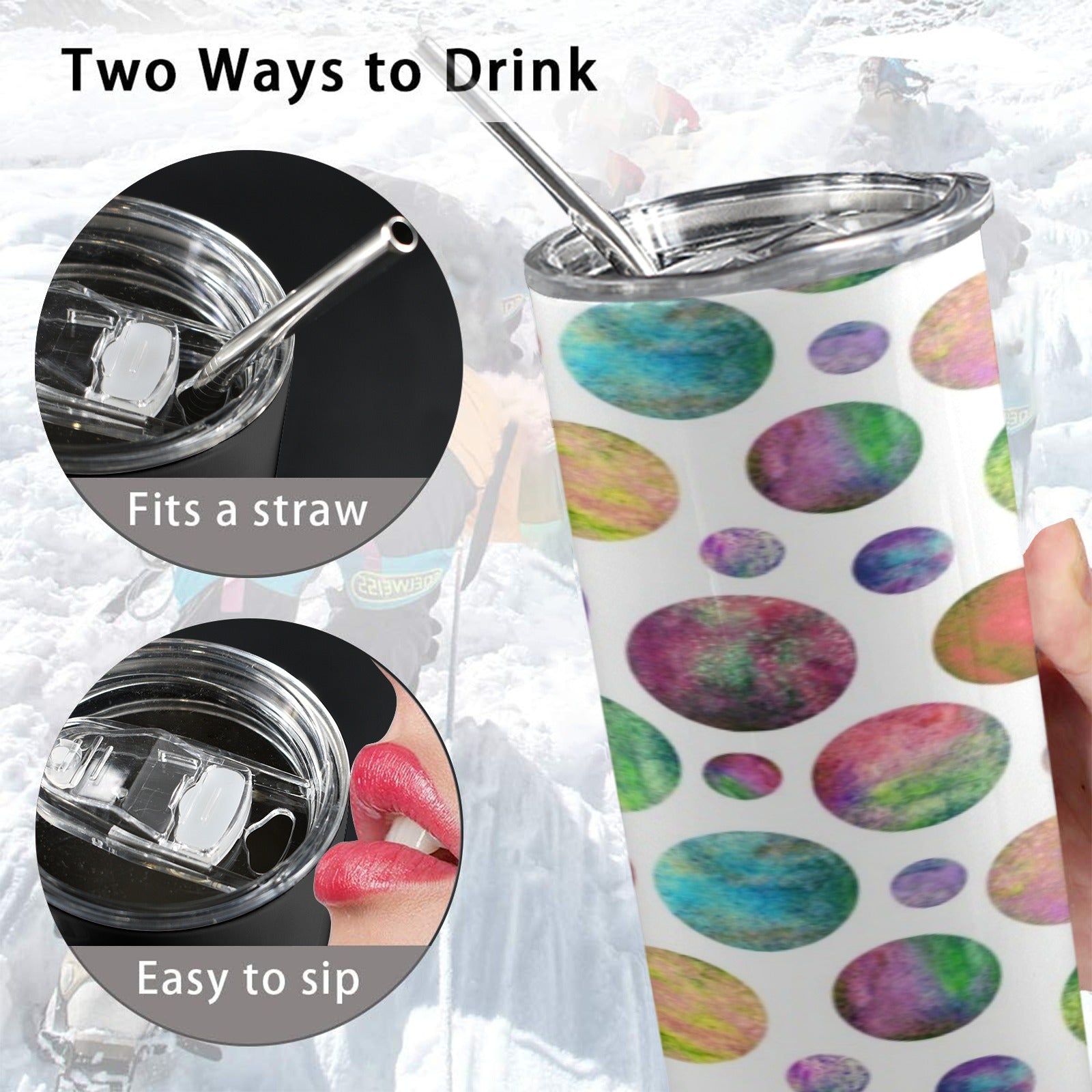 Watercolour Planets 20oz Tall Skinny Tumbler with Lid and Straw
