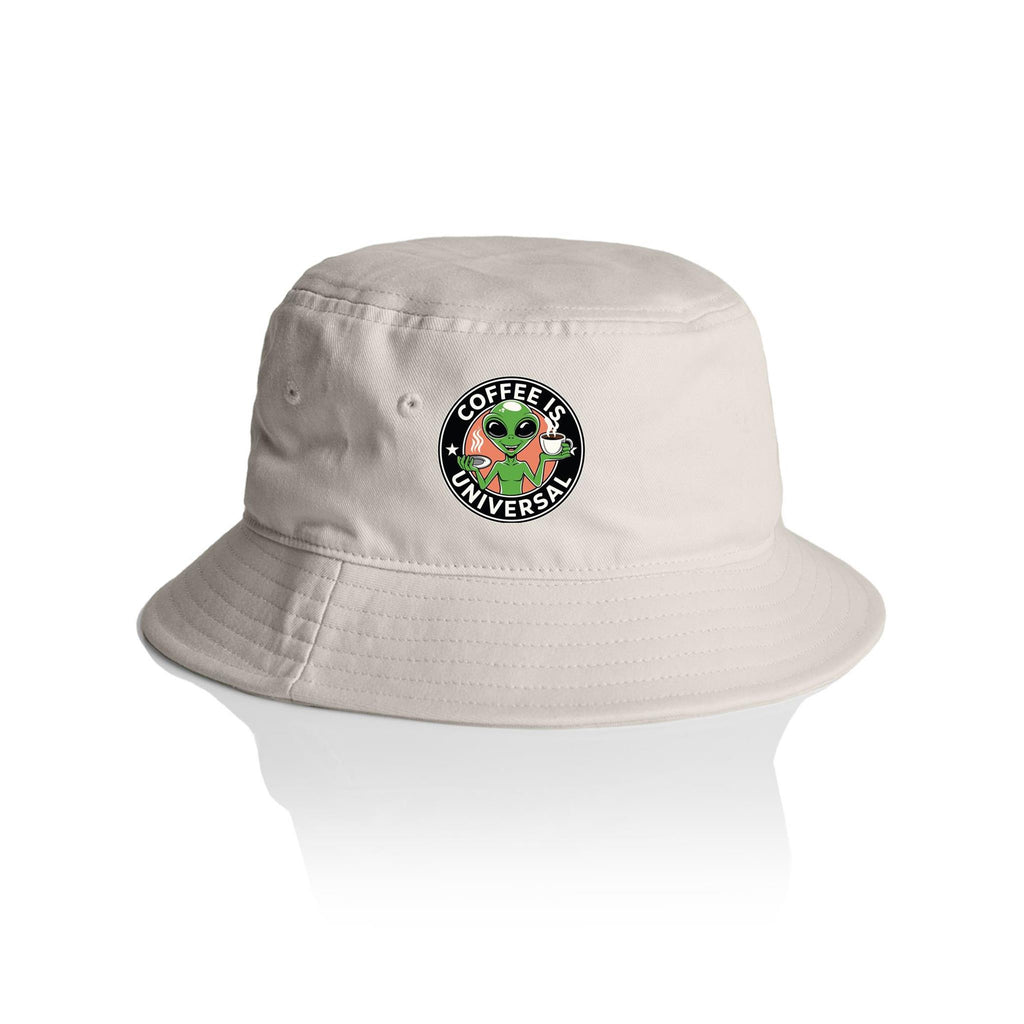 Coffee Is Universal, Alien - AS Colour Bucket Hat Bone One Size As Colour Bucket Hat Coffee Printed In Australia Sci Fi
