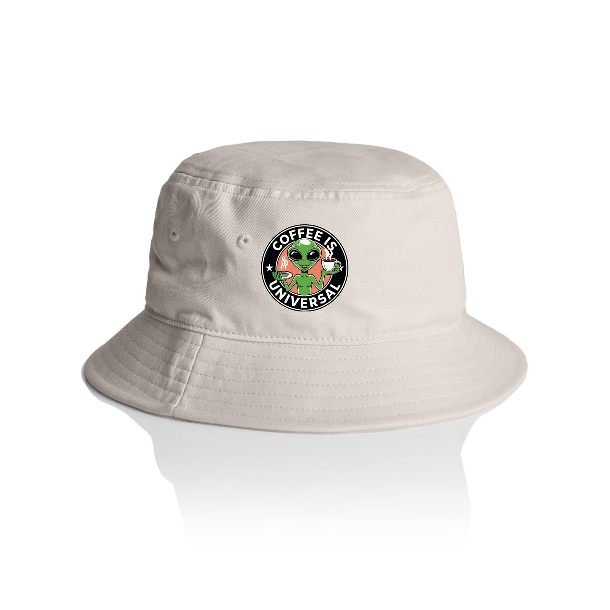 Coffee Is Universal, Alien - AS Colour Bucket Hat Bone One Size As Colour Bucket Hat Coffee Printed In Australia Sci Fi