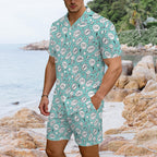 Comic Book Speech Bubbles Men's Hawaiian Shirt & Shorts Set Men's Hawaiian Shirt & Shorts Set comic Printed Offshore