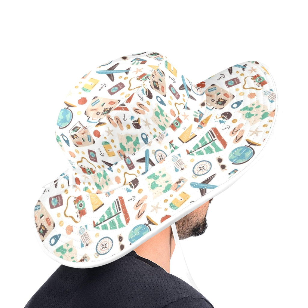Travel And Explore Wide Brim Bucket Hat Wide Brim Bucket Hat Printed Offshore