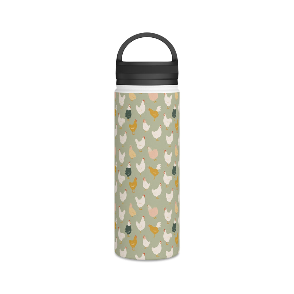 Chicken Life Stainless Steel Water Bottle, Handle Lid Stainless Steel Water Bottle With Handle Lid animal Globally Fulfilled