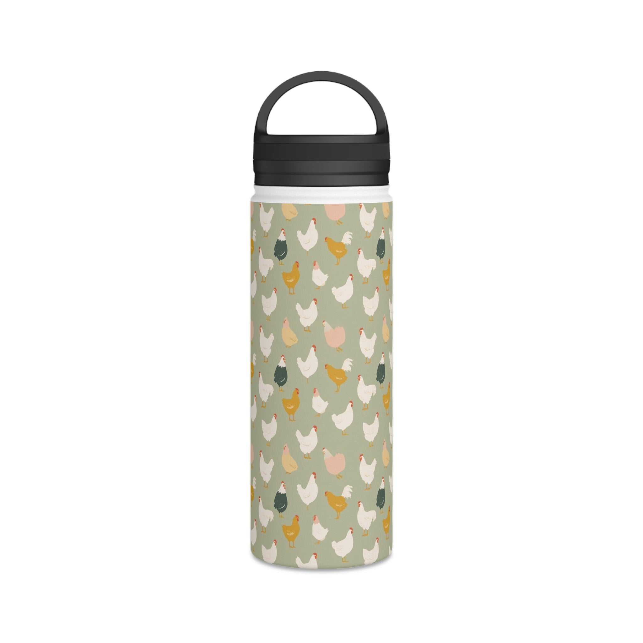 Chicken Life - Stainless Steel Water Bottle, Handle Lid Stainless Steel Water Bottle With Handle Lid animal Globally Fulfilled