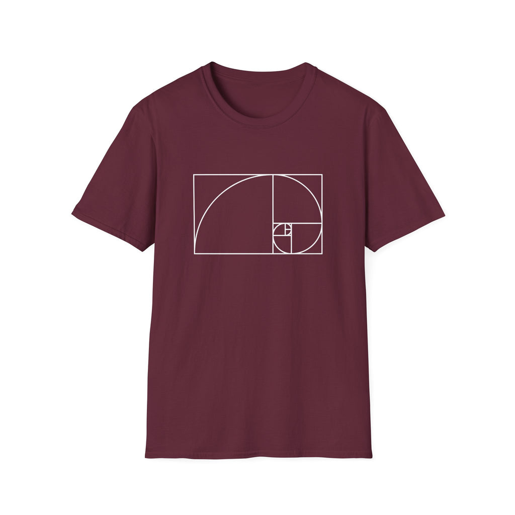 Fibonacci Unisex Softstyle T-Shirt Maroon T-Shirt Australian Printer Maths Science