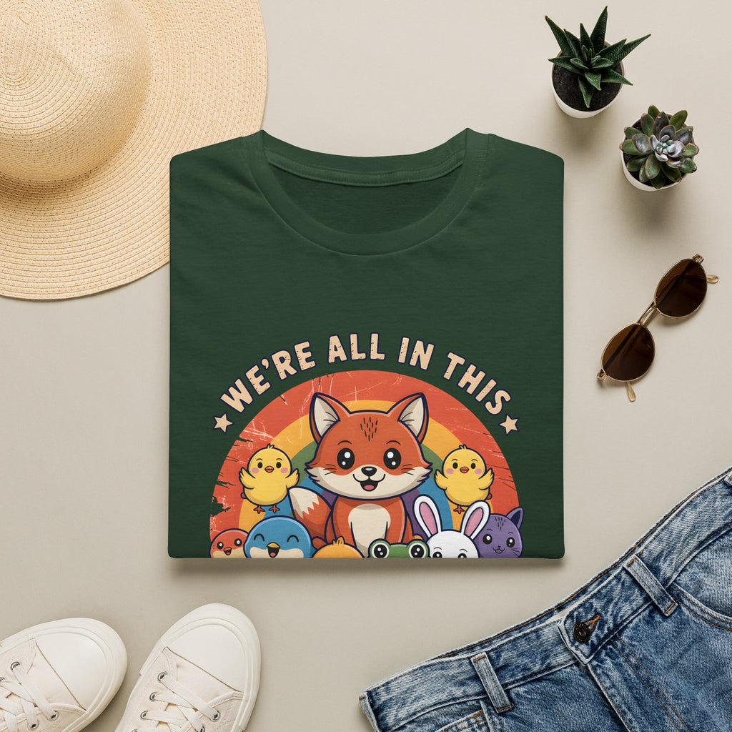 Cute Fox and Animal Friends We're All In This Together Like Hostages Unisex T-Shirt Unisex Adult T-shirt animal Globally Fulfilled
