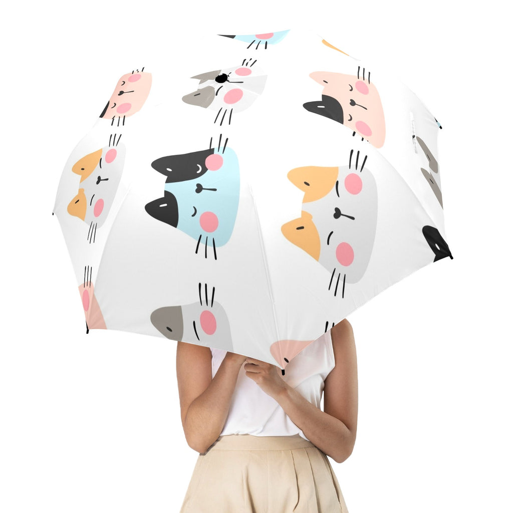 Cat Faces - Semi-Automatic Foldable Umbrella (Model U12) Semi-Automatic Foldable Umbrella (U12)