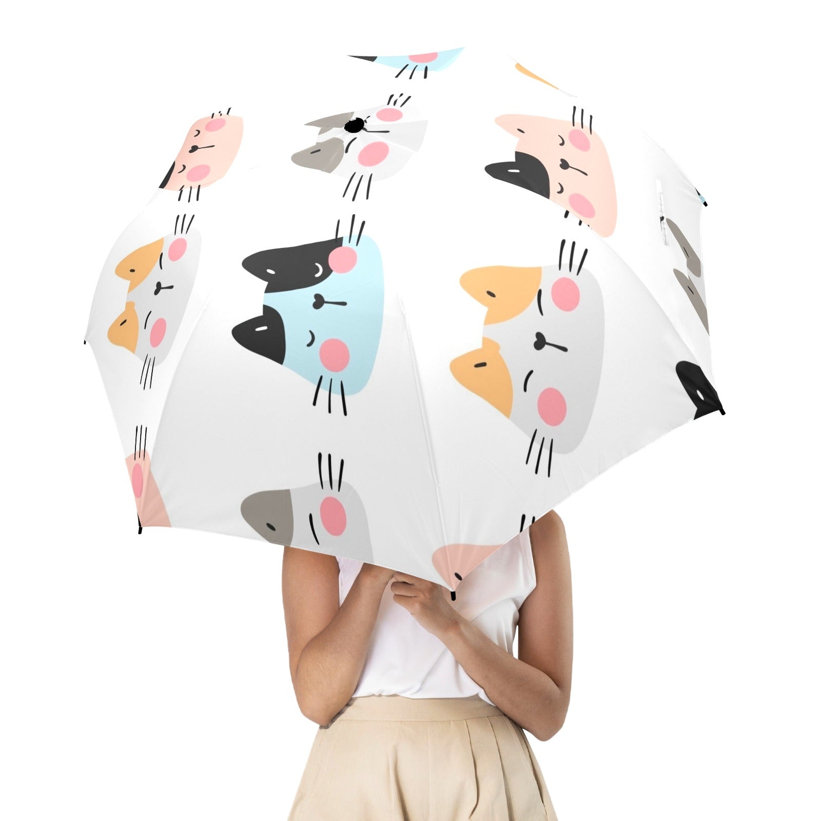 Cat Faces - Semi-Automatic Foldable Umbrella (Model U12) Semi-Automatic Foldable Umbrella (U12)