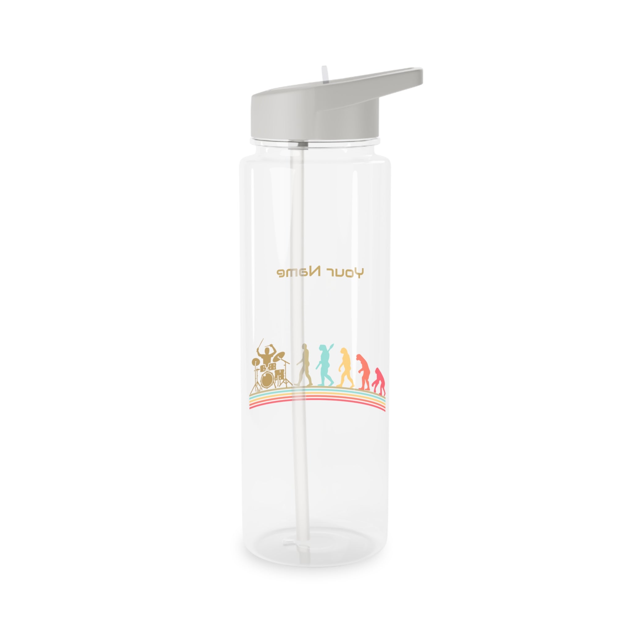 Personalised - Drummer Evolution - Clear Tritan Water Bottle