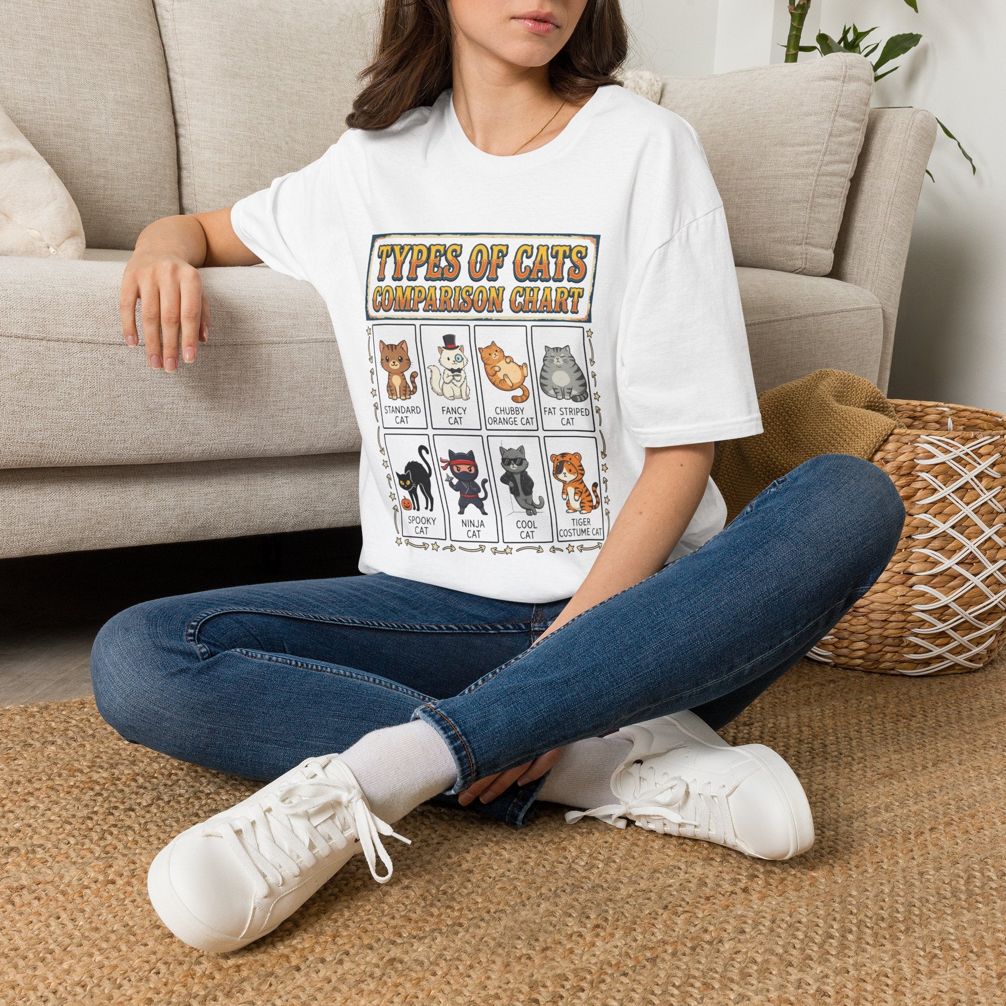Types Of Cats Unisex T-Shirt White Unisex Adult T-shirt animal Globally Fulfilled